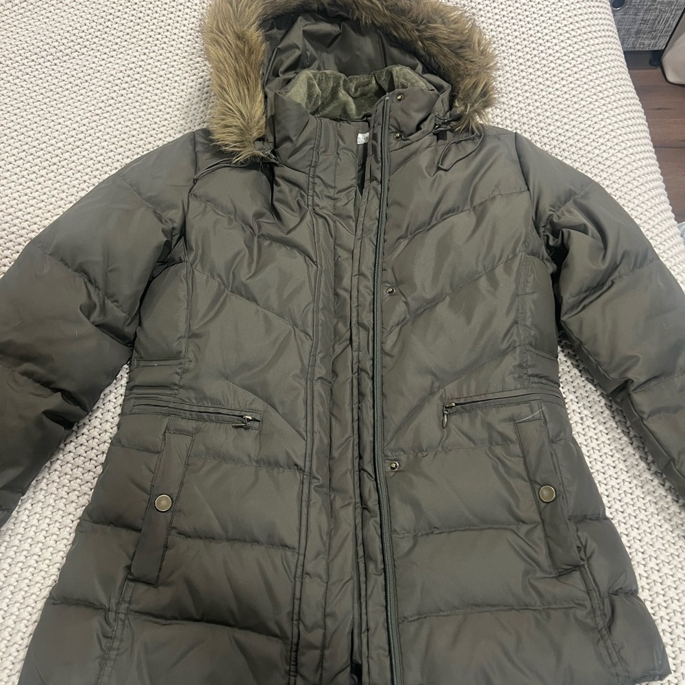 Olive Green Winter Jacket with Hood